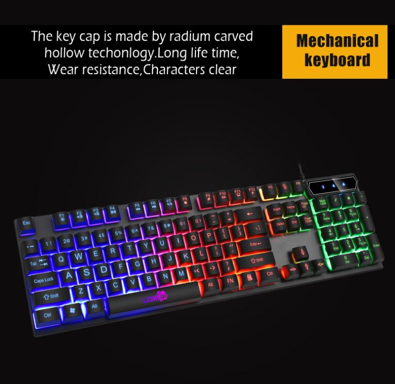 Redikai 832 USB Keyboard and Mouse Set - Luminous Gaming Kit with Colorful Backlight