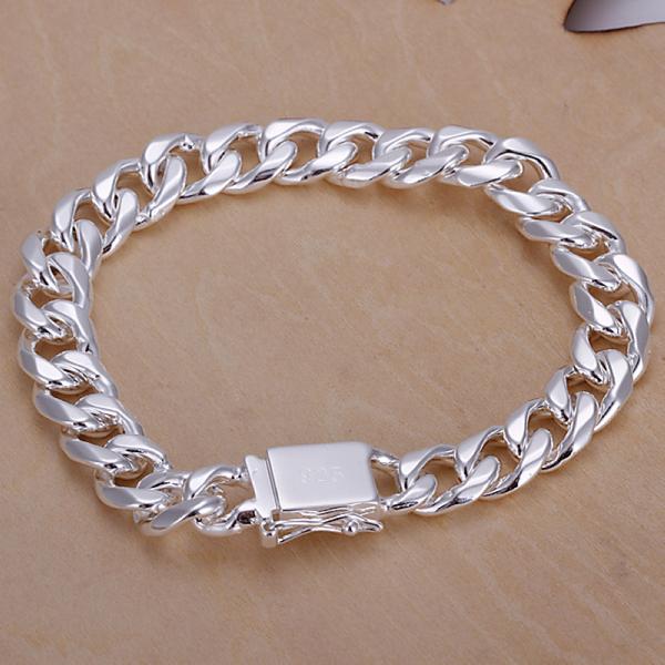 Men s Jewelry Bracelet Pulseras Silver Color 10mm Width 20cm Thick Exquisite Fashion Silver Bracelet Women s Fine Jewelry