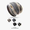 Womens Knit Beanie Hat With Striped Warm Ear Protection Winter Cap Adjustable Foldable