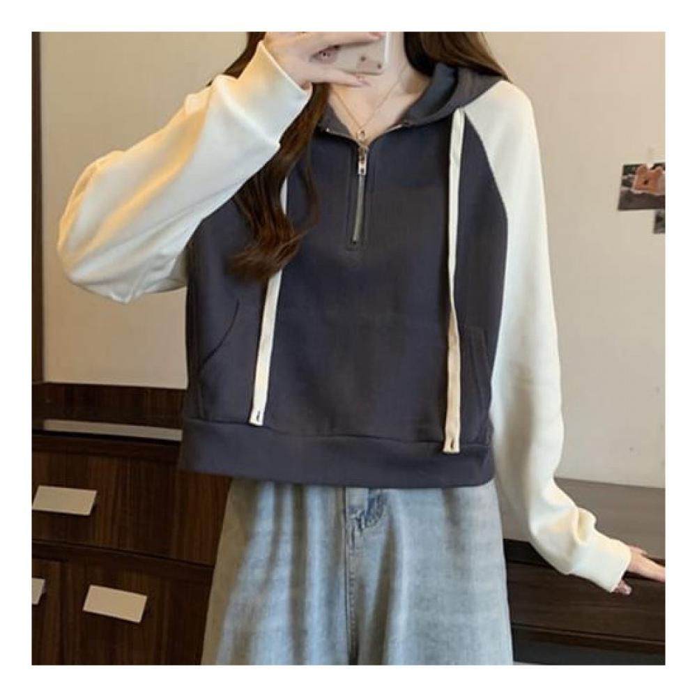 Navava Women Zip Up Crop Long Sleeve Hoodie T shirT nT1919