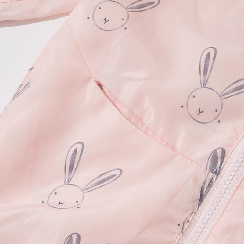 Malwee Girls' Autumn Cartoon Hooded Windbreaker - European & American Style Children's Casual Coat