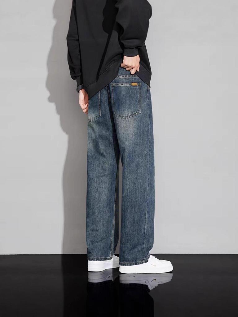 Men's 2025 Retro Loose Straight-Leg Jeans - Wide-Leg Casual Workwear Pants for Autumn and Winter