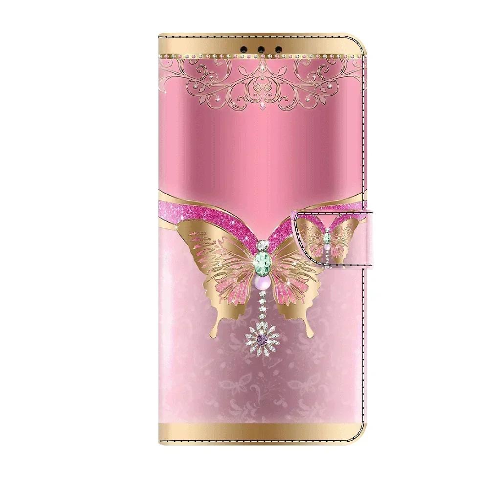 Magnetic Leather Funda For Samsung Galaxy S24 Ultra S23 Plus S22 S21 S20 FE Butterfly Flower Painted Card Slots Flip Phone Cover