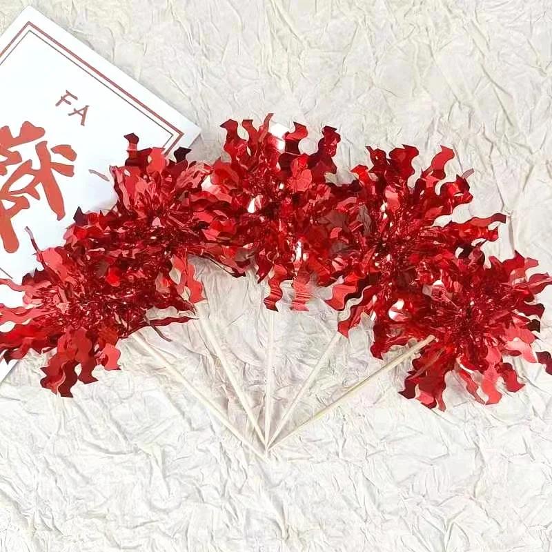 5/20Pcs Birthday Glitter Cake Topper Colorful Fireworks Tassels Cupcake Topper Wedding Baby Shower Baking Dessert Cake Decor