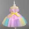 Children's Color Block Mesh Princess Dress for Special Occasions