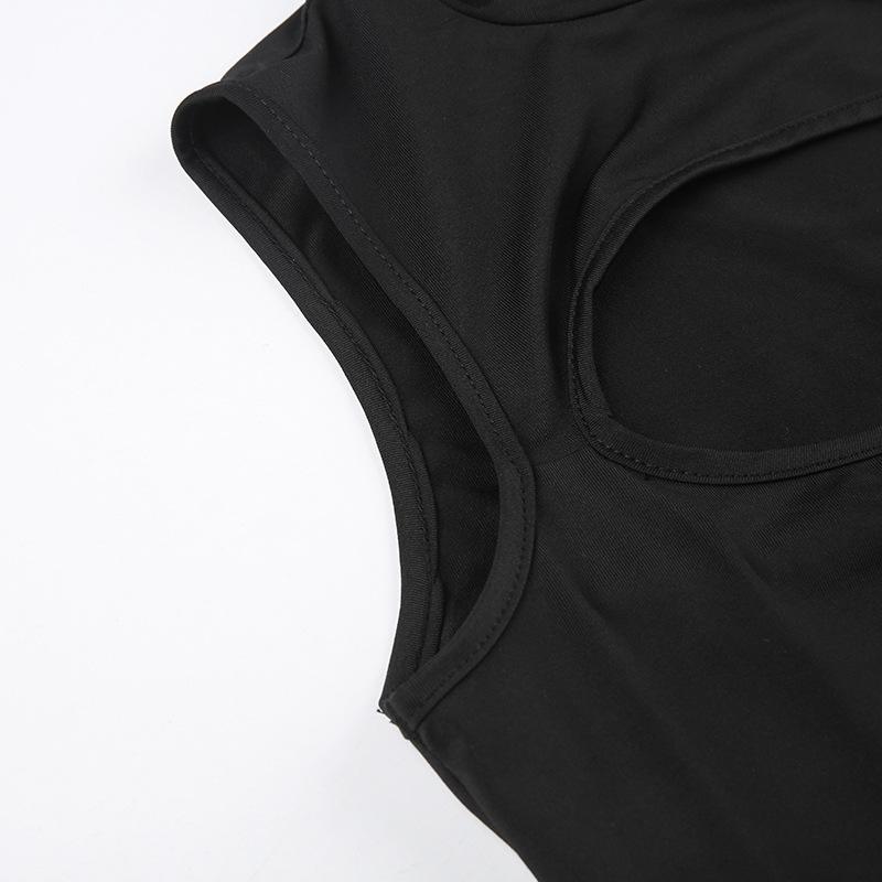 Gothic Techwear Sexy Hollow Out Sleeveless Tank Tops Bodysuit For Women Streetwear Style Backless Playsuit Vest For Women