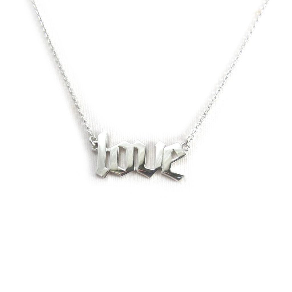 Les Trésors De Lily [N2854] - Collier Argent 'Love' argenté (rhodié) - 20x11 mm (gothique)