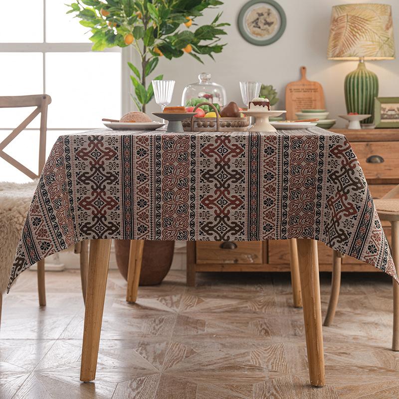Bohemian American Retro Flower Romantic Dining Table Fabric Coffee Table Cloth Rectangular Tablecloth Pastoral Decorative Cover