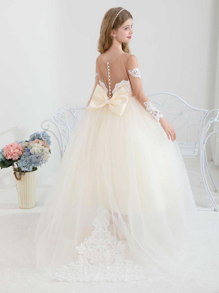 Girl's Mesh Evening Dress - Princess, Party, Flower Girl, Wedding, Birthday, Performance Costume