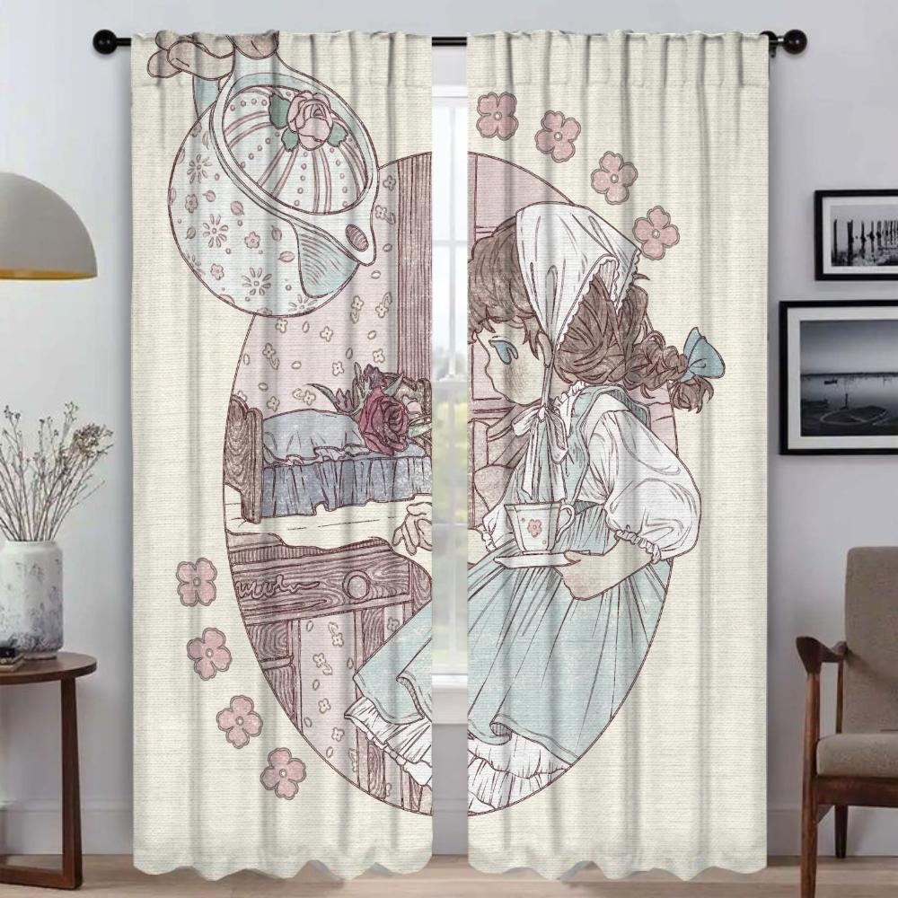 A Little Princess Kitchen Curtains for Living Room Curtain Blinds Partition Tulle for Bedroom Shades Home Interior Curtains