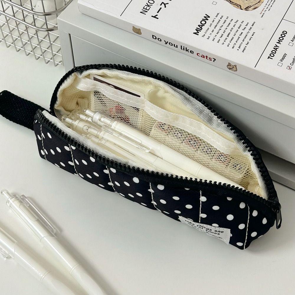 Polka Dot Design Pen Bag Portable Pencil Pouch Stationery Organizer School Supplies