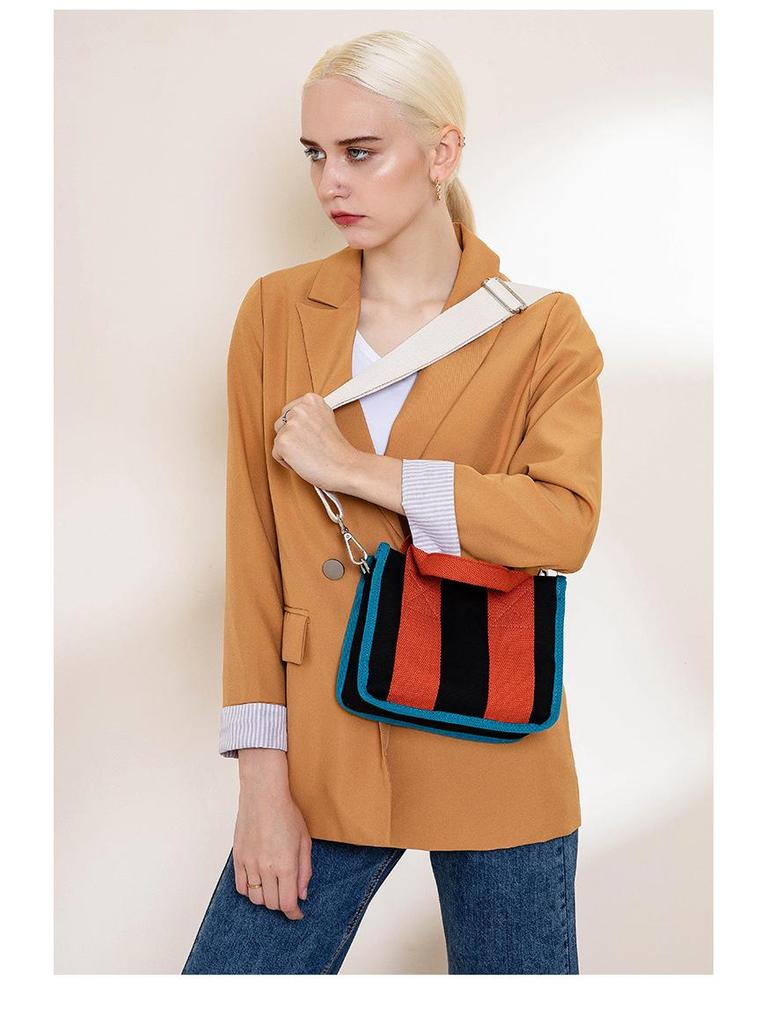 Korean Color Block Canvas Handbag Women's Fashion, Large & Small Sizes, Work & Casual Crossbody Bag