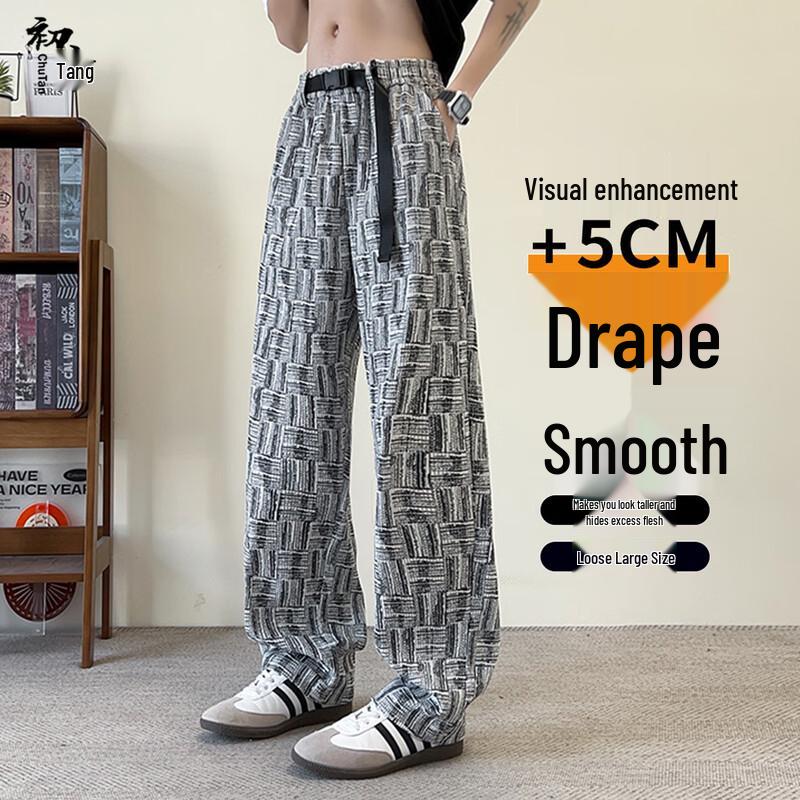 

Men s Corduroy Plaid Straight Leg Casual Pants L