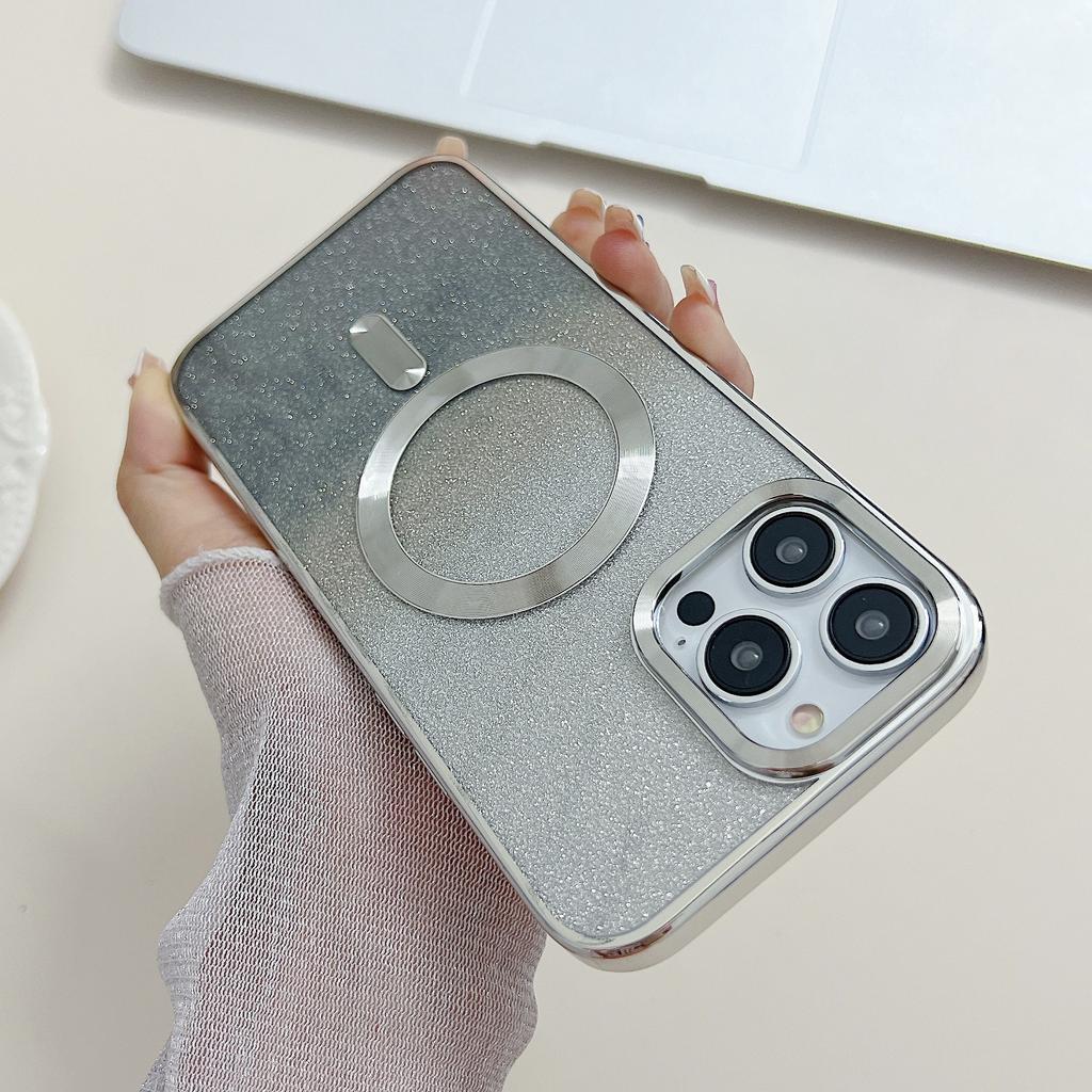 Applicable To Iphone17promax Mobile Phone Case, Apple 16pro Electroplating Magnetic Mobile Phone Case 15 Gradual Change Glitter