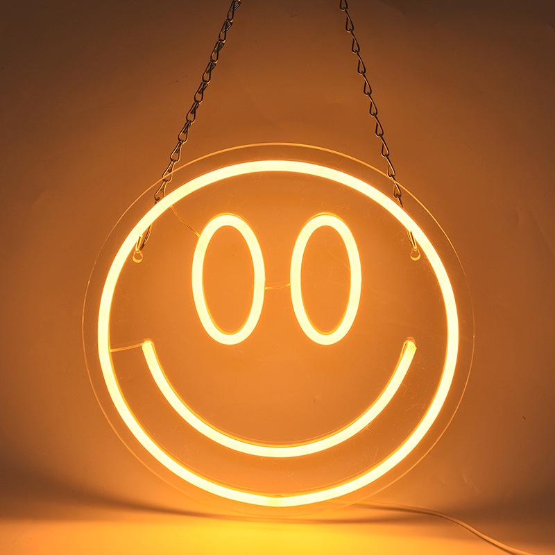 USB-Powered Smiley Face LED Neon Light with Acrylic Backboard for Indoor Decoration