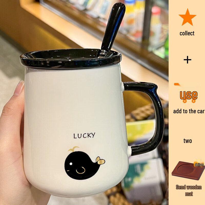 Ceramic Mug with Lid and Spoon