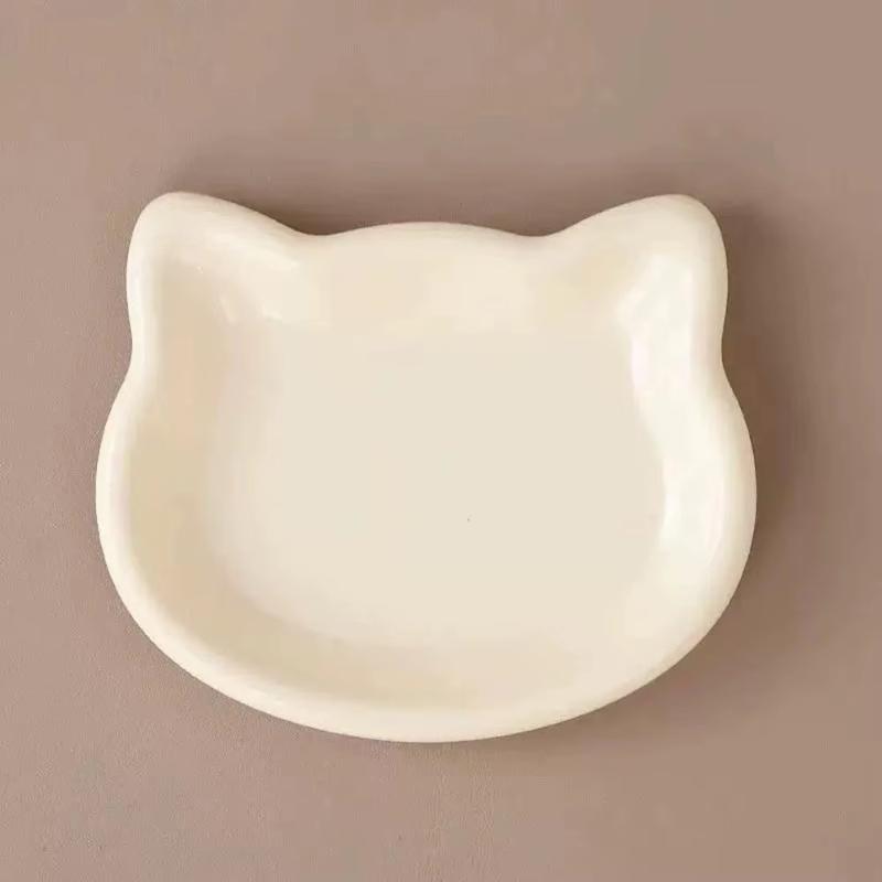 Cute Pastel Cat Shaped Pet Bowl 1PCS Non Slip Food Safe Material Feeding Dish for Household Cats Kittens
