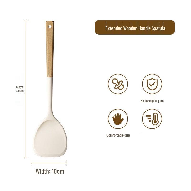 

ZISIZ Wooden Handle Silicone Kitchen Utensil Set
