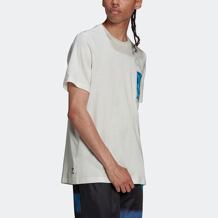Adidas Originals Trefoil Multi-Logo Print Casual Crew Neck T-Shirt Men Tops White HC7186