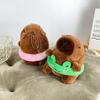 Circle Capybara Swimming Plush Keychain Doll Pendant Bag Decoration Kids Gift