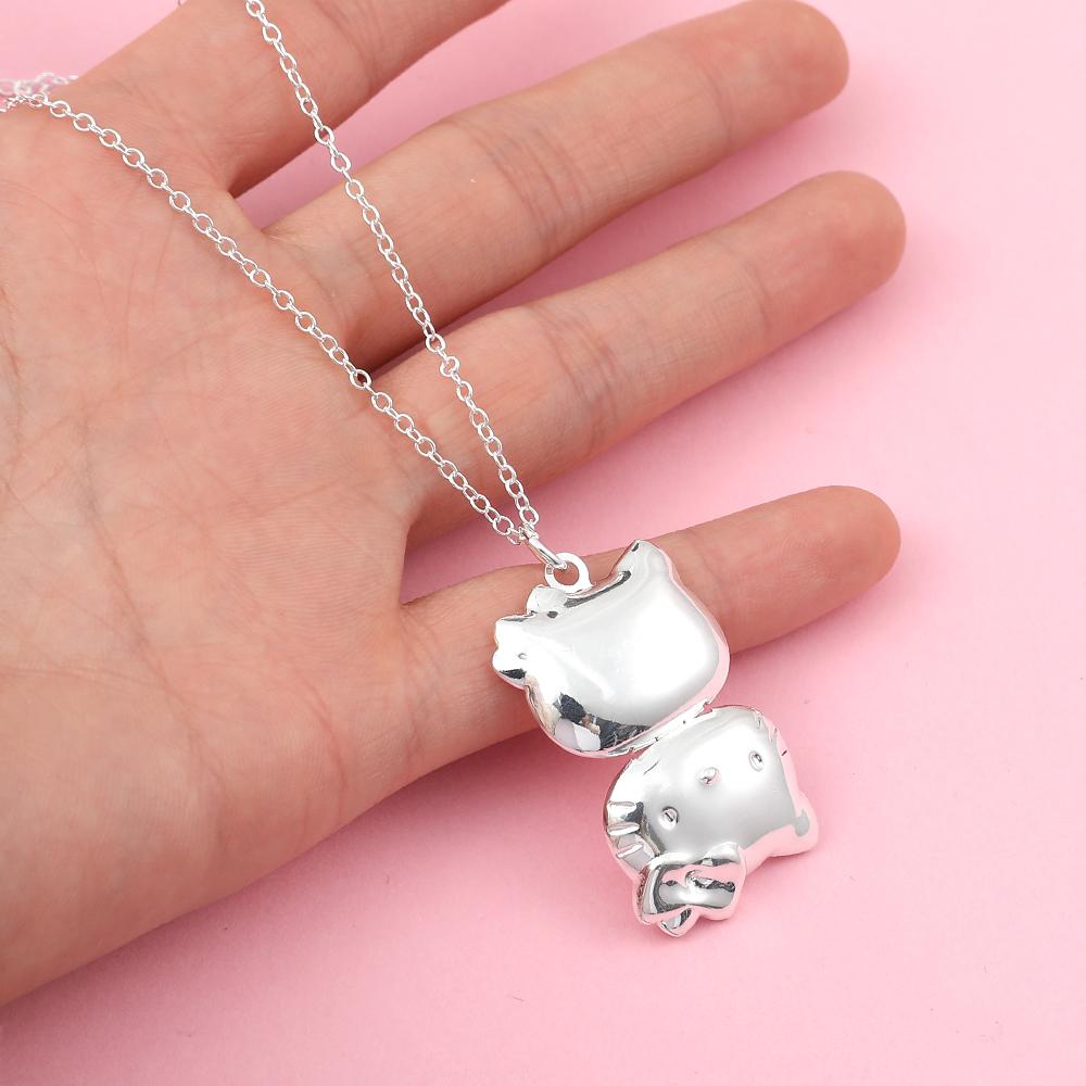 Hello Kitty Sanrio Pendant Necklace Korean Fashion Jewelry for Girls Can Open Design Girls Fashion Accessory