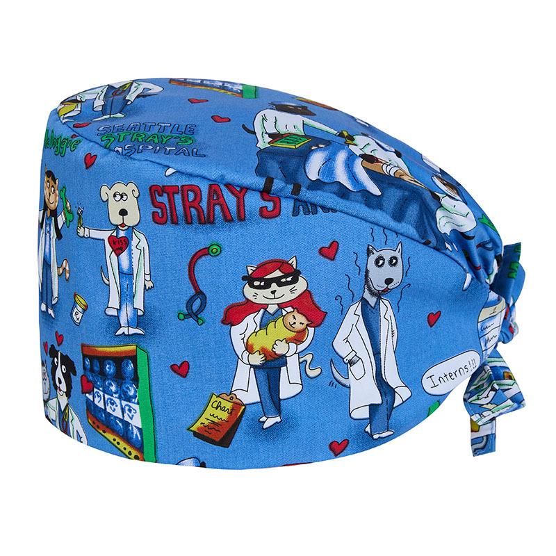 Unisex All-Cotton Printed Surgical Cap for Medical and Food Services