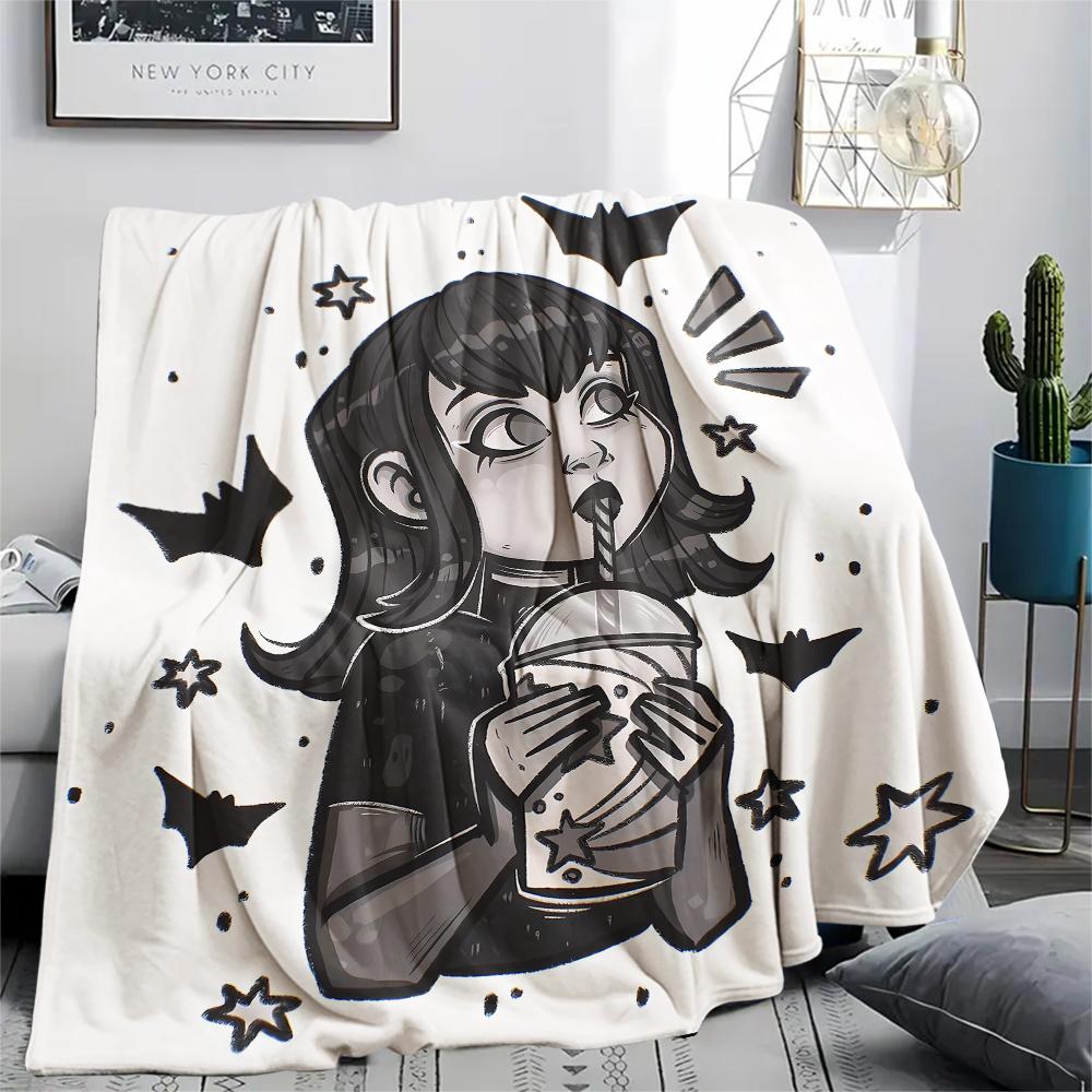 1PC Hotel Transylvania Mavis Dracula Print Flannel Blanket, High quality All Seasons, Home Decor, Warmth and Comfort, Perfect for Christmas Gifts