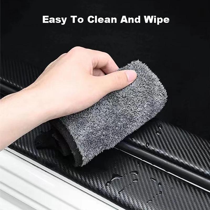 HAT1 Carbon Fiber Car Door Sill Threshold Protector Auto Stickers Decals For Volkswagen VW ABT Logo Jetta CC Beetle Accessories