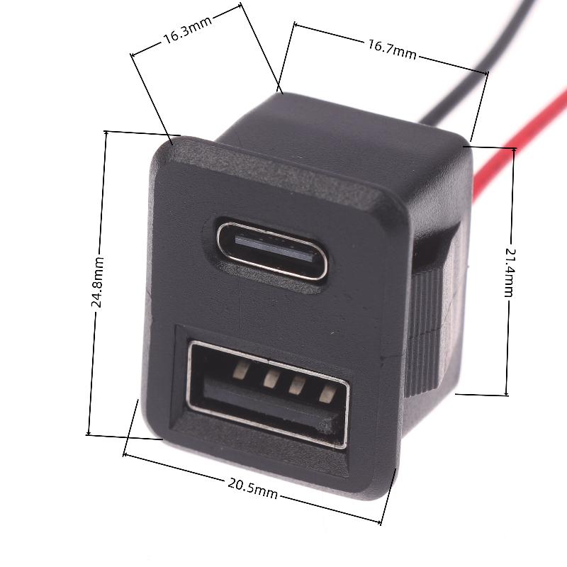 1/3Pcs Power Socket With Cable Connector Double Layer Usb Female Base Type-C Socket And Female Usb Lamp Charging Socket