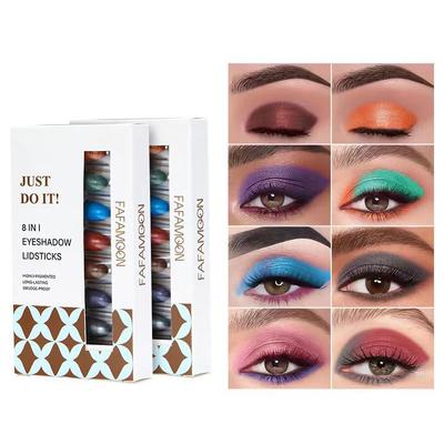 8 stks/set Parelmoer Kleine Oogschaduw Oogschaduw Potlood Combo Set langdurige Waterdichte Niet-vlekken Effen Oogschaduw Pen
