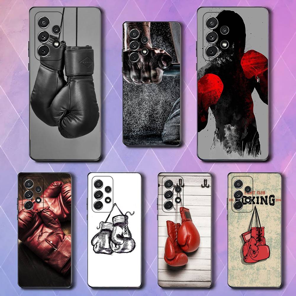 Boxing Gloves Luxury Black Phone Case For Samsung Galaxy S23 S24 S25 Ultra S22 Plus S21