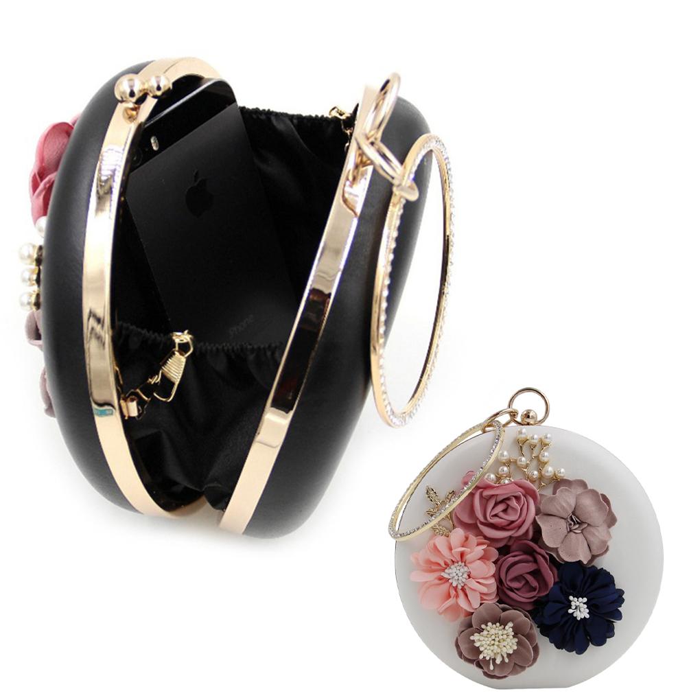 Women Evening Bag Flower Rhinestone Fashion Party Dinner Shoulder Handbag School Office Shopping Tote for Girls