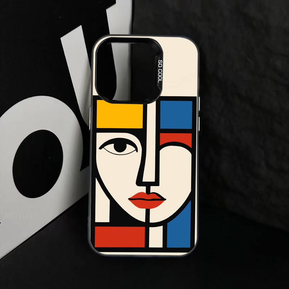 Minimal Bauhaus Pattern Phone Case For iPhone 17,16,15,14,13,12,11 Plus,Pro Max,XS,Colorful Silver Black Cover