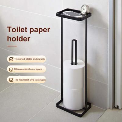 Porte-papier toilette autoportant avec base renforcée antidérapante Grande capacité Montage facile Support papier toilette de salle de bain