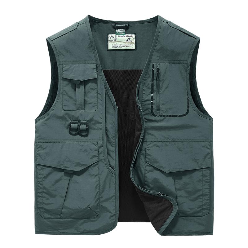 New Men's High-quality Multi Pocket Quick Drying Lightweight Vest, Outdoor Hiking Vest,casual Versatile Oversized Fishing Jacket