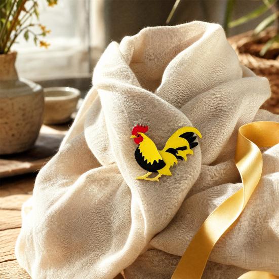 Chicken Rooster Brooch Pin, Acrylic Lightweight Farm Animal Jewelry, for Backpacks Hats Jackets Thanksgiving