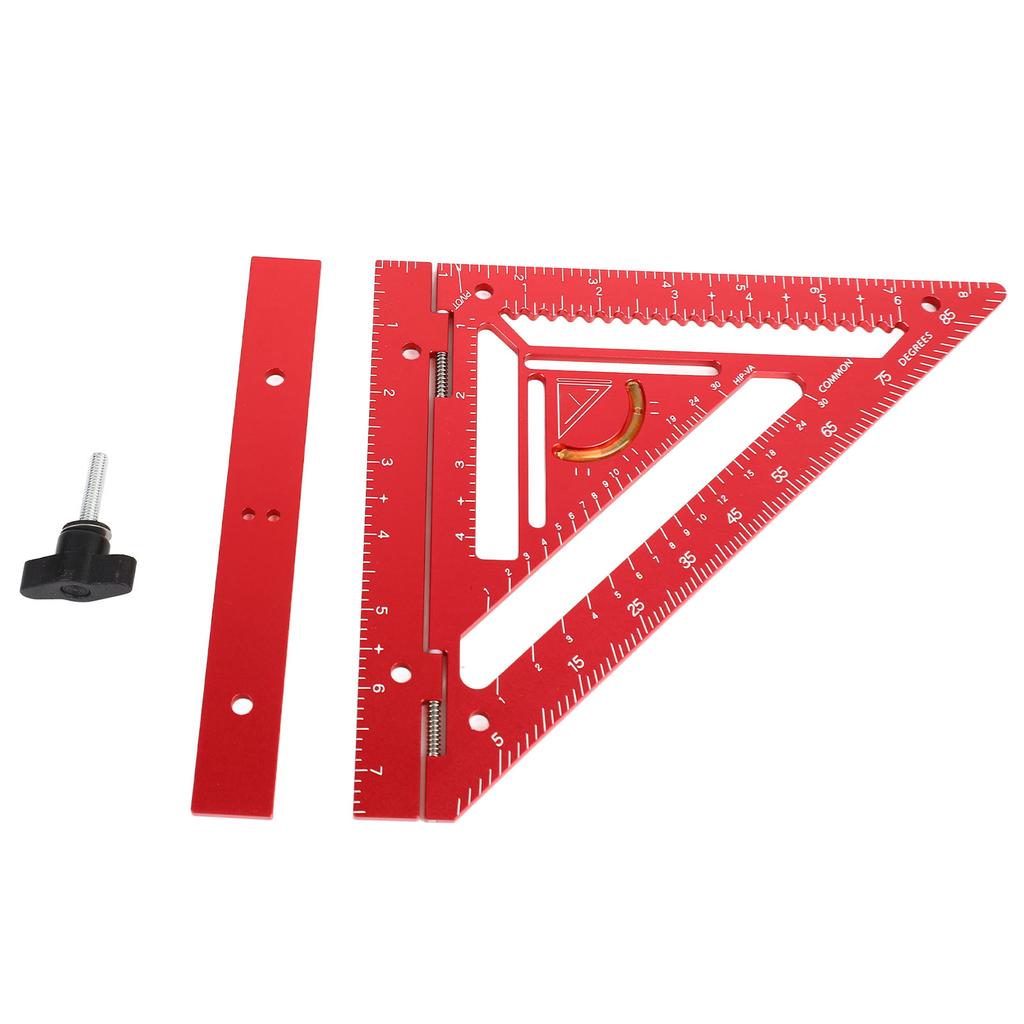 Rafter Square Tool Aluminum Alloy Triangular Ruler Protractor Carpenter Square with Jig Block for Wo