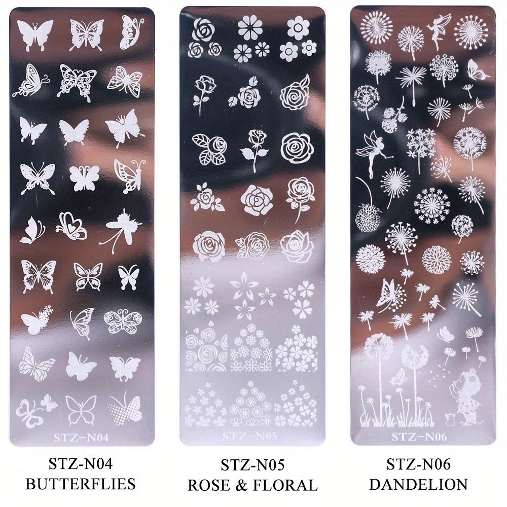Retro Flower Butterfly Nail Art Templates Stamping Plate Snowflake Animal Lace Stamp Templates Plate Nail Art Decor Tools