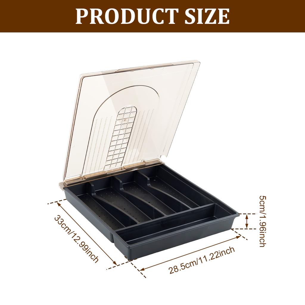 Portable Utensil Storage Box Sealed Dustproof Cutlery Organiser Trays with Lid for Kitchen Spoons Forks Knives Organiser New