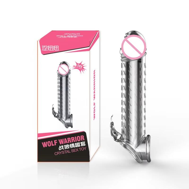 Penis Sleeve Delay Ejaculation Silicone Sex Toys For Couples Crystal Penis Extender Enlarger Cock Enlarger Ring Sex Shop