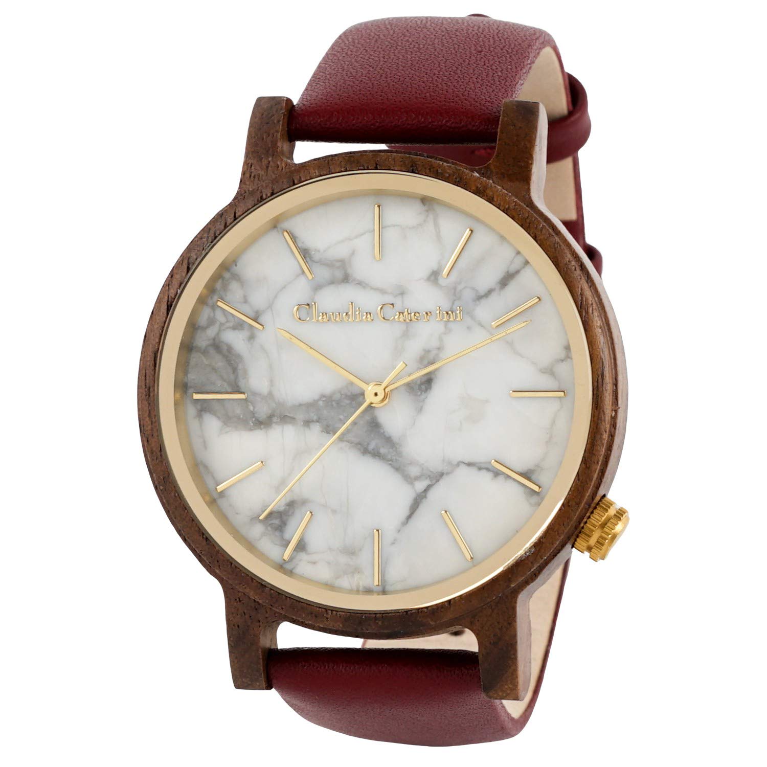 

Watch Analog Wooden Marble Dial Leather Strap White Red [Claudia Catellini] CC-A119-WRW Men s