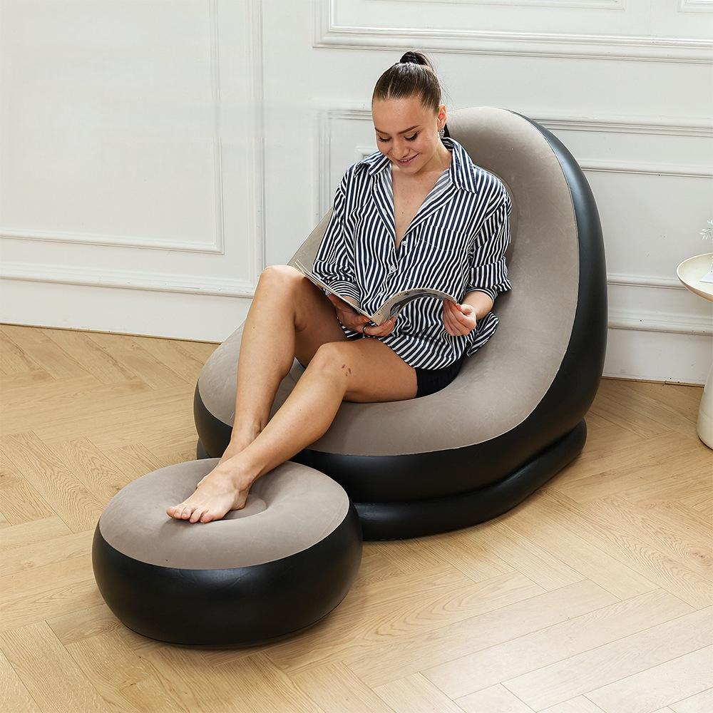 Thickened Lazy Inflatable Sofa, Foldable Lounge Chair, Outdoor Sofa With Footrest Combination, Lazy Sofa, Plush Sofa