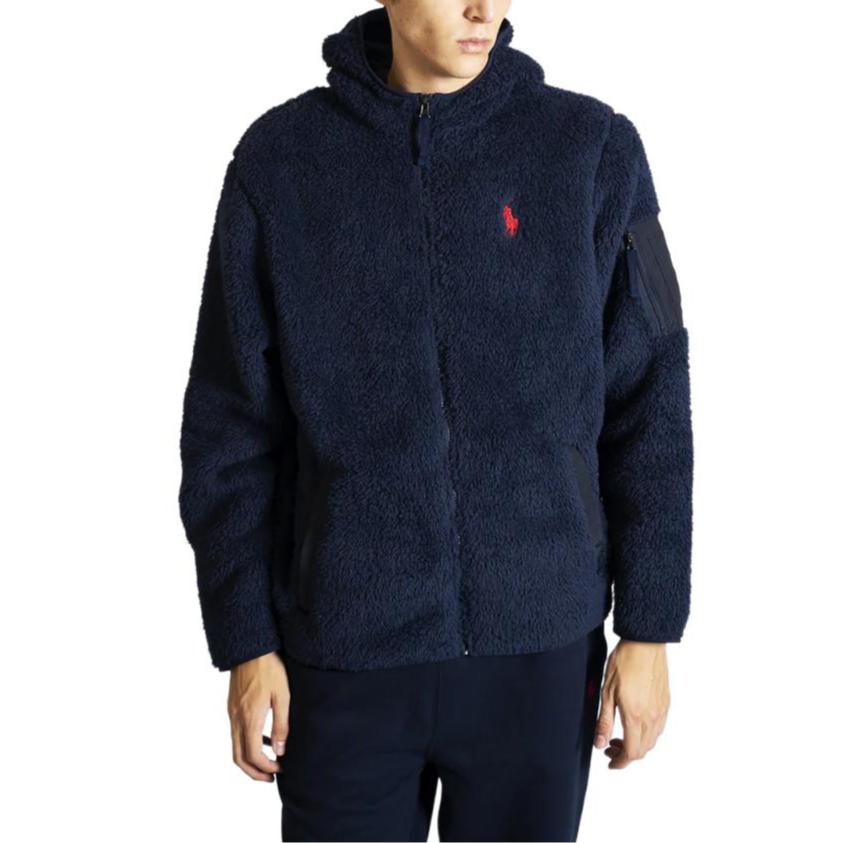 

Polo Ralph Lauren FW21 Logo Embroidered Fleece Zip-Up Hoodie Jacket Men jackets Blue 710852514-003 XL