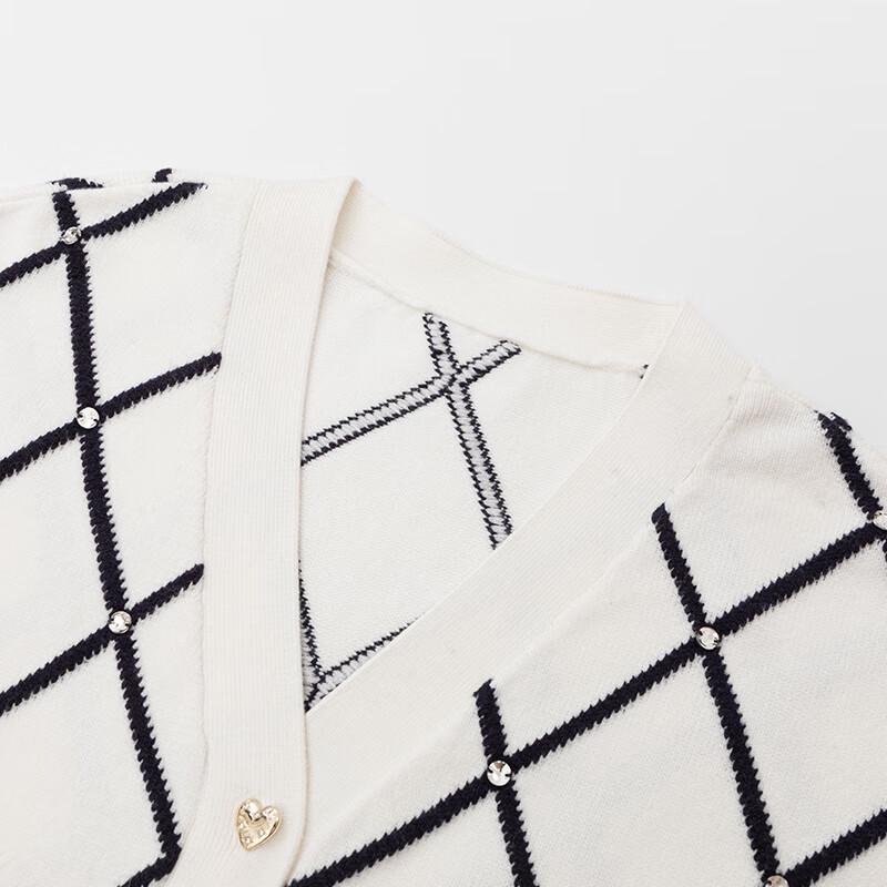 JOY SPEAKER Women's Plaid Long Sleeve Knit Cardigan