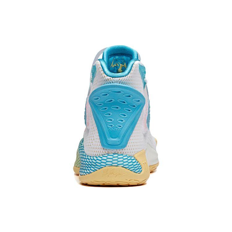 Anta KT5 Comfortable Shock Absorbing Durable High Top Basketball Shoes Men Sneakers White Blue Yellow 112021101-1