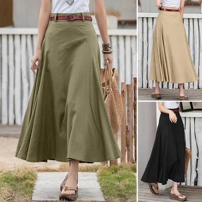 2023 Frühling/Herbst High Waist Unregelmäßiger Saum Midi-Rock - Einfarbig, Lockere Passform