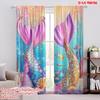 2pcs,2D Plane Printing Curtains Digital Printed Mermaid Splendor Versatile Polyester (without Rod) Decorations For Home Ldeal