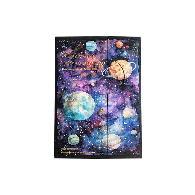 30 Pcs Creative Moon Star Theme Material Paper Planet Background Ledger Decorative Stickers Scrapbooking Accessories