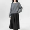 Short Grey Sweater on Women's Autumn and Winter Round Neck Knitted Sweater