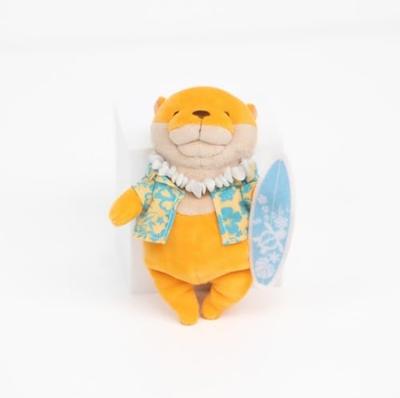 Morisaka Global Mochi Otter Surfer Orange Mini 7x5x13cm Otter Plush Plush Soft To the Cute Mochi Series Toy, Ocean, Summer, Aloha, Surfing,